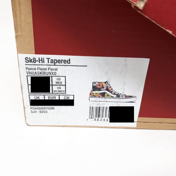 Vans Sk8-Hi Tapered Peace Floral Skate Platform Shoe Sneaker Black Womens US NEW - Picture 10 of 11